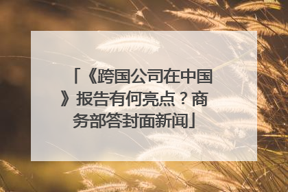 《跨国公司在中国》报告有何亮点？商务部答封面新闻