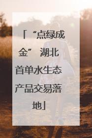 “点绿成金” 湖北首单水生态产品交易落地