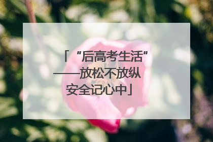 “后高考生活”——放松不放纵 安全记心中
