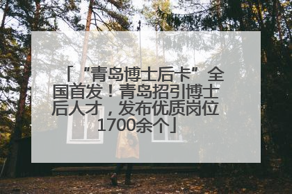 “青岛博士后卡”全国首发！青岛招引博士后人才，发布优质岗位1700余个
