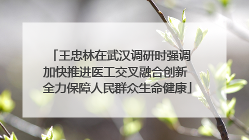 王忠林在武汉调研时强调 加快推进医工交叉融合创新 全力保障人民群众生命健康