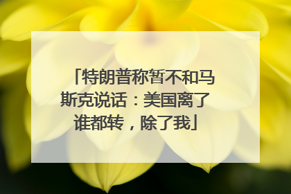 特朗普称暂不和马斯克说话：美国离了谁都转，除了我