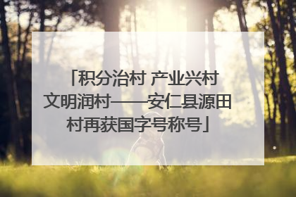 积分治村 产业兴村 文明润村——安仁县源田村再获国字号称号