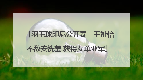 羽毛球印尼公开赛｜王祉怡不敌安洗莹 获得女单亚军