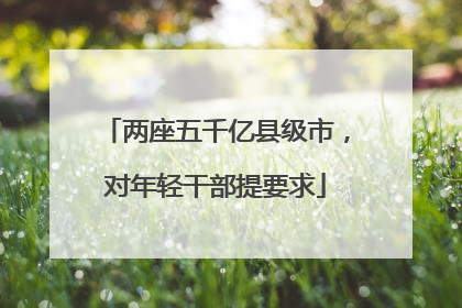 两座五千亿县级市，对年轻干部提要求