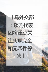 乌外交部：谈判代表团将重点关注实现完全和无条件停火