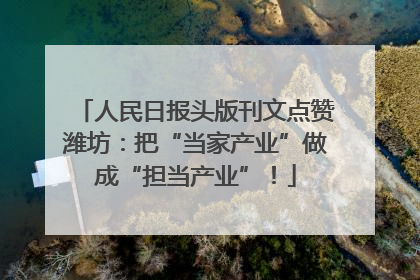 人民日报头版刊文点赞潍坊：把“当家产业”做成“担当产业”！