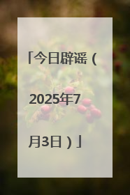今日辟谣（2025年7月3日）