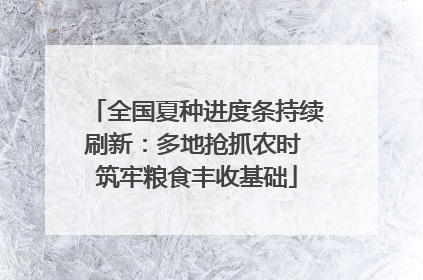 全国夏种进度条持续刷新：多地抢抓农时 筑牢粮食丰收基础