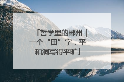 哲学里的郴州｜一个“田”字，平和洞写得平旷