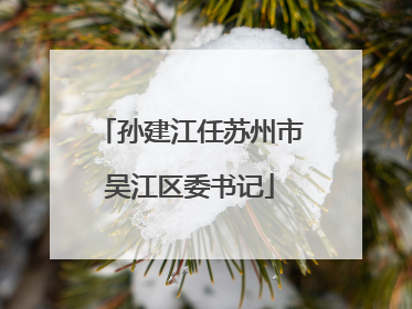 孙建江任苏州市吴江区委书记