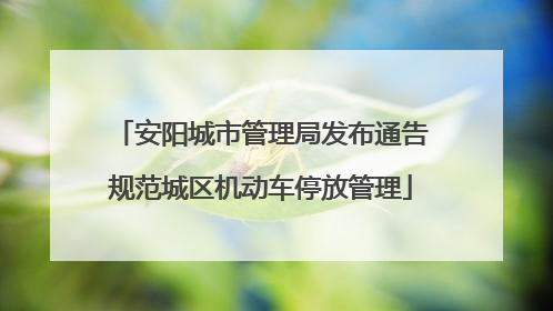 安阳城市管理局发布通告规范城区机动车停放管理