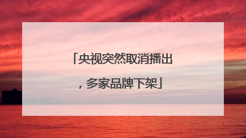 央视突然取消播出，多家品牌下架