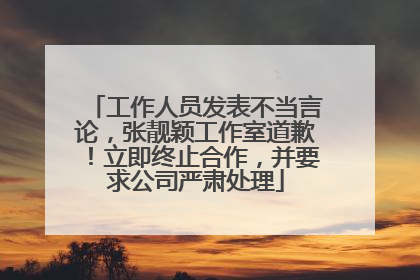 工作人员发表不当言论，张靓颖工作室道歉！立即终止合作，并要求公司严肃处理