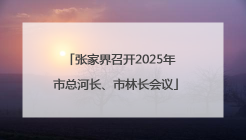 张家界召开2025年市总河长、市林长会议