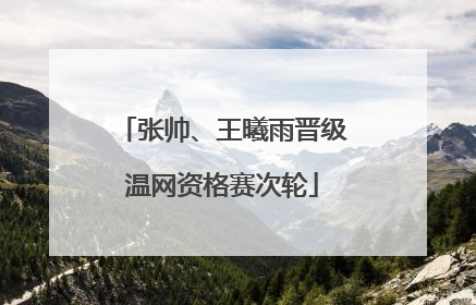 张帅、王曦雨晋级温网资格赛次轮