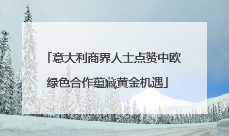 意大利商界人士点赞中欧绿色合作蕴藏黄金机遇