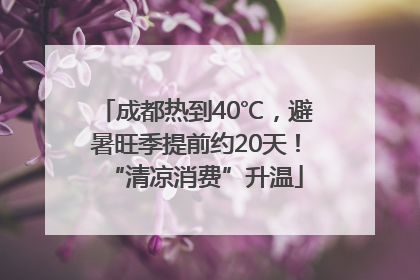 成都热到40℃，避暑旺季提前约20天！“清凉消费”升温