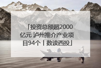 投资总额超2000亿元 泸州推介产业项目94个丨数读西投
