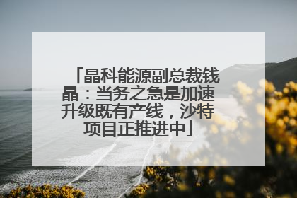 晶科能源副总裁钱晶：当务之急是加速升级既有产线，沙特项目正推进中