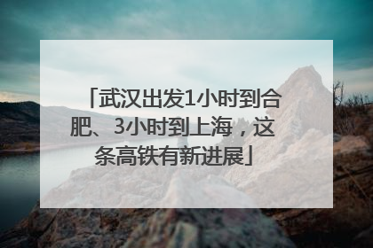 武汉出发1小时到合肥、3小时到上海，这条高铁有新进展