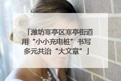 潍坊寒亭区寒亭街道用“小小充电桩”书写多元共治“大文章”