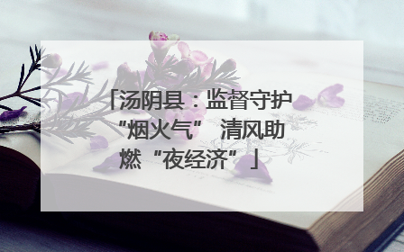 汤阴县：监督守护“烟火气” 清风助燃“夜经济”