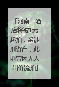 河南一酒店将被1元起拍：系涉刑资产，此前曾因无人出价流拍