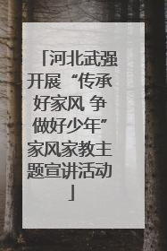 河北武强开展“传承好家风 争做好少年”家风家教主题宣讲活动