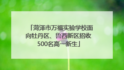 菏泽市万福实验学校面向牡丹区、鲁西新区招收500名高一新生