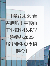 豫荐未来 青春启航！平顶山工业职业技术学院举办2025届毕业生夏季招聘会