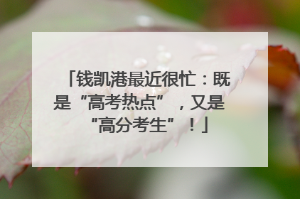 钱凯港最近很忙：既是“高考热点”，又是“高分考生”！