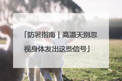 防暑指南|高温天别忽视身体发出这些信号