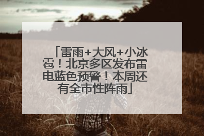 雷雨+大风+小冰雹！北京多区发布雷电蓝色预警！本周还有全市性阵雨