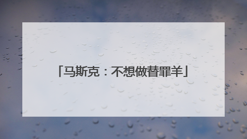 马斯克：不想做替罪羊