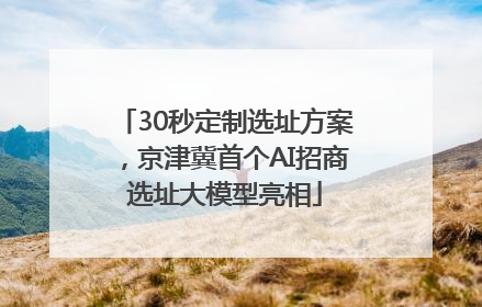 30秒定制选址方案，京津冀首个AI招商选址大模型亮相