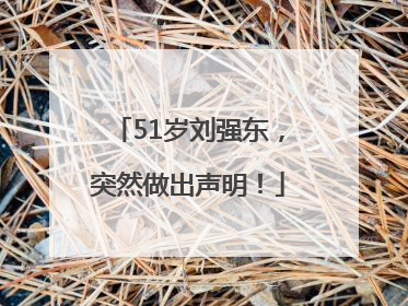 51岁刘强东，突然做出声明！